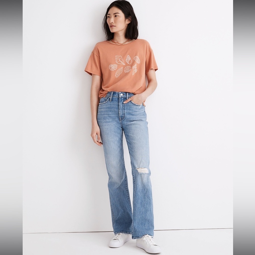 NWTMadewell '90s High-Rise Bootcut Jeans in Firth Wash: Knee-Rip Edition Size 27